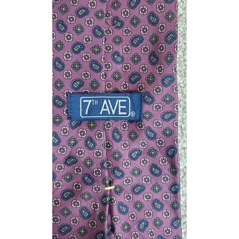 7th AVE Men's Neck Tie‎ Purple Geometric 57